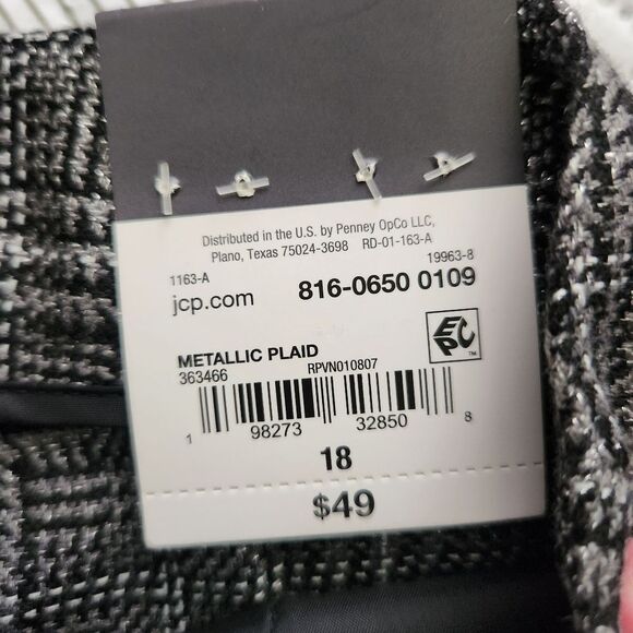 Worthington Womens Metallic Plaid Trousers Straight Leg Size 18 - Picture 8 of 9